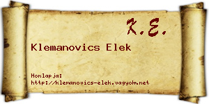 Klemanovics Elek névjegykártya